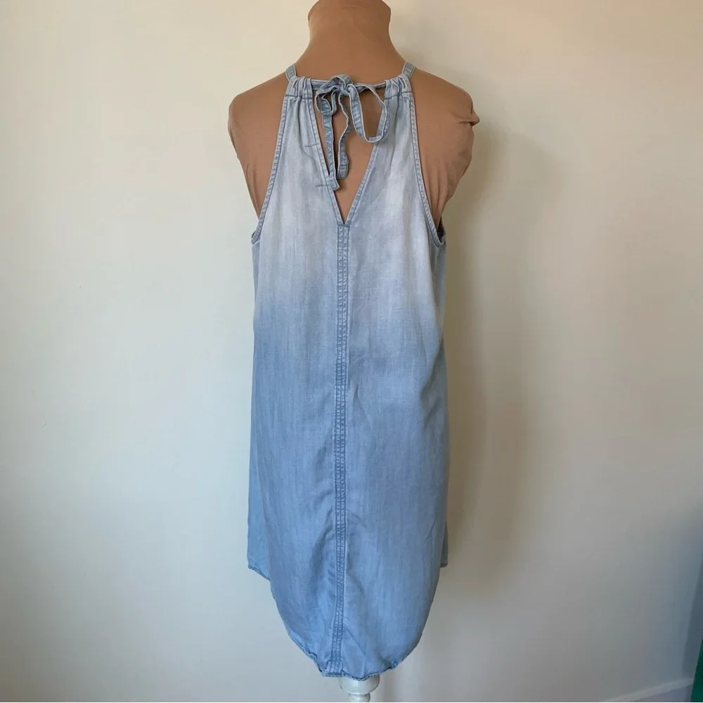 Anthropologie Cloth & Stone High Tide Halter Back Chambray Ombré Dress EUC Sz S - Picture 4 of 9